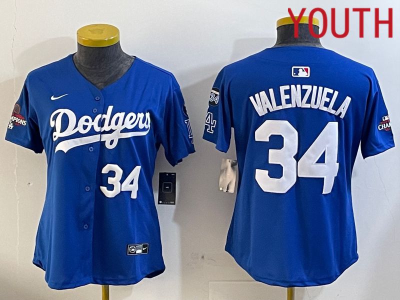 Youth Los Angeles Dodgers #34 Valenzuela Blue Game 2024 Nike MLB Jersey style 12052->youth mlb jersey->Youth Jersey